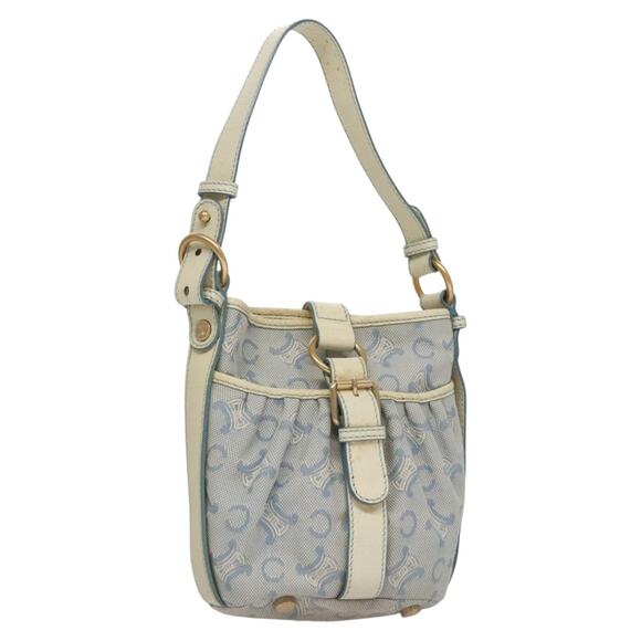CELINE C Macadam Canvas Shoulder Bag Light Blue - Picture 1 of 13